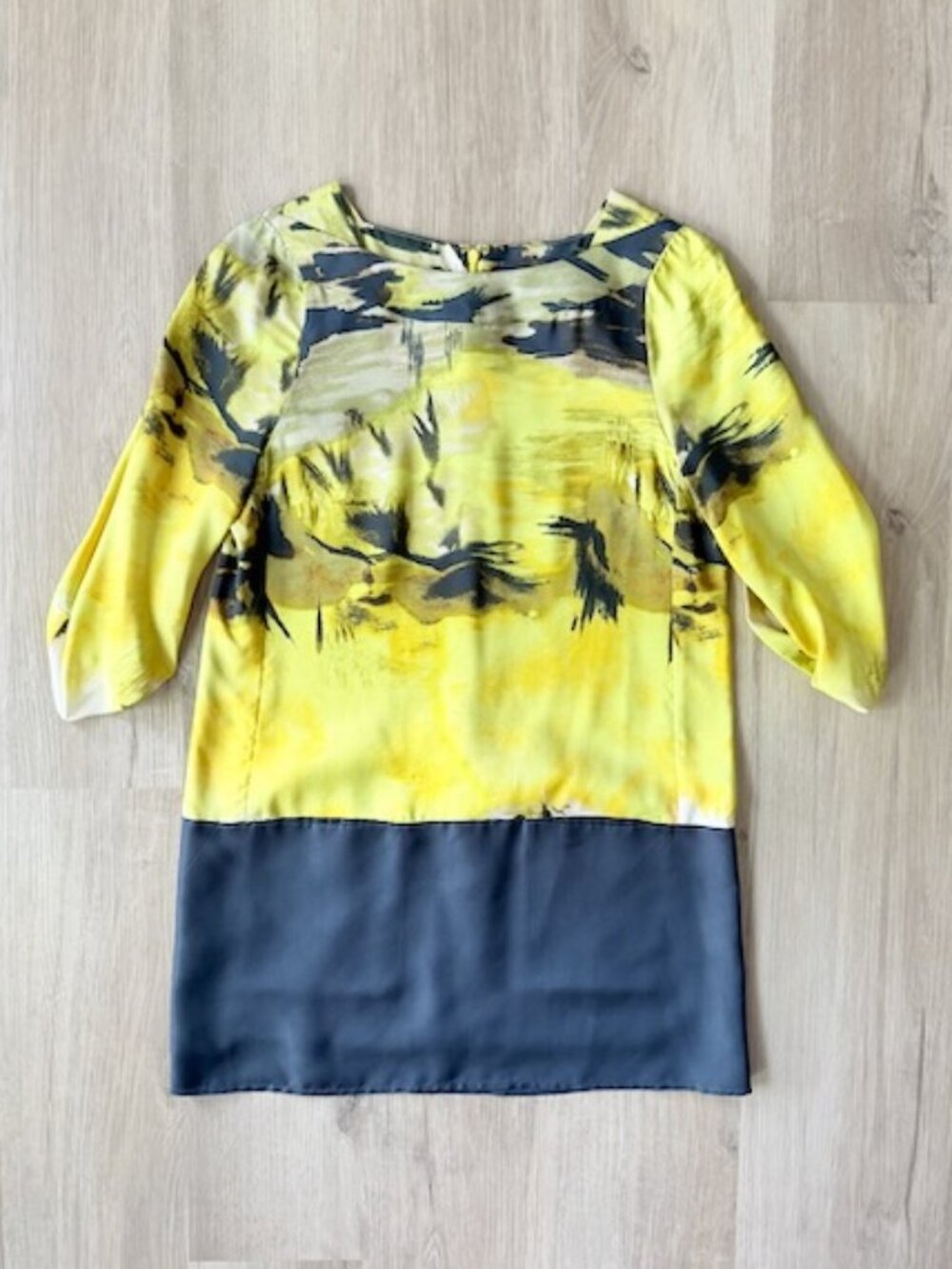 BCBGMAXAZRIA Yellow Black Colorblock Dress S